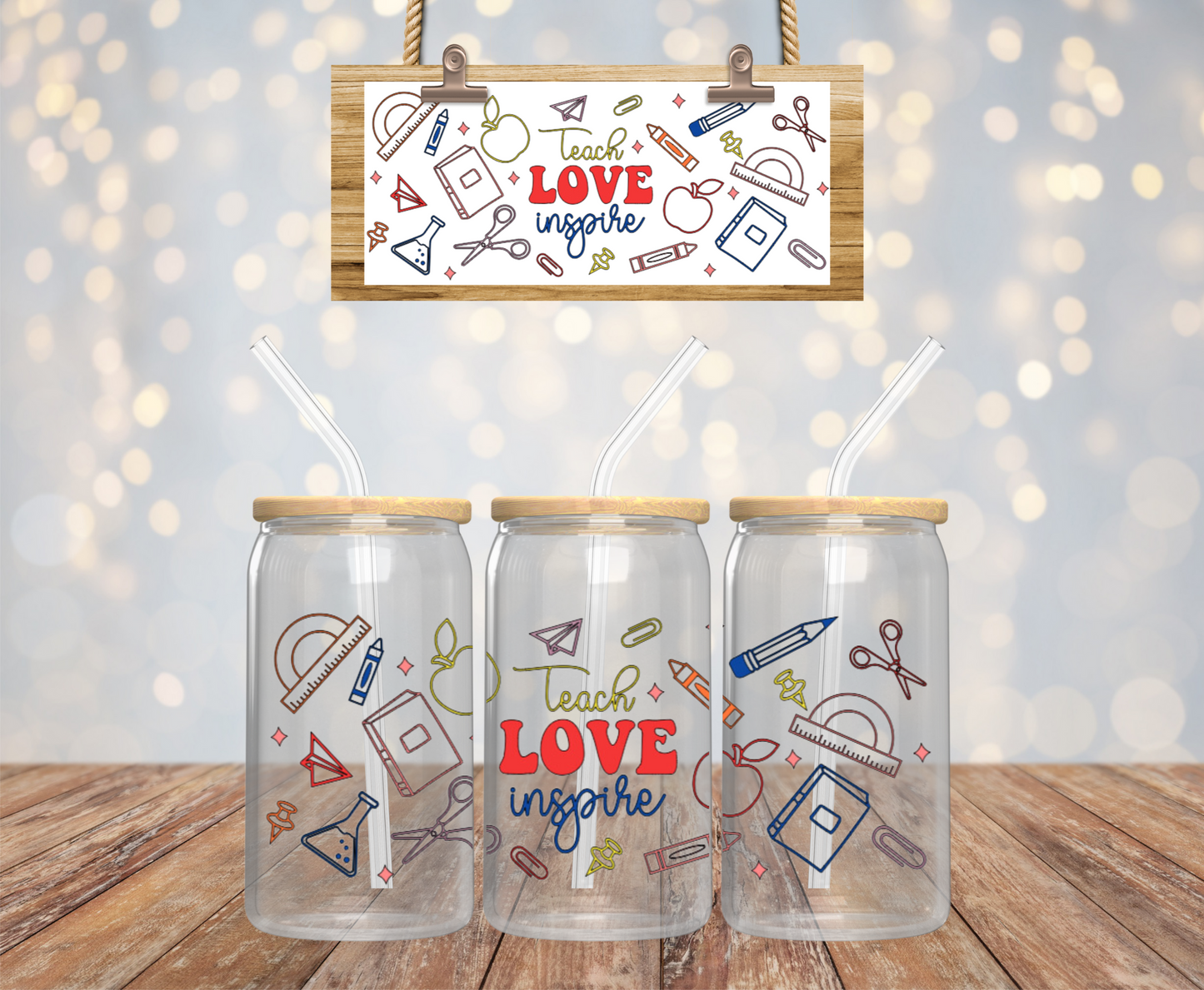 Colored Teach Love Inspire Vinyl Design